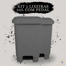 Kit 2 Lixeiras 50L com Pedal – Cestos Multiuso, Resistentes e Reforçados p/ Casa, Banheiro, Cozinha