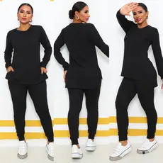 CONJUNTO DE CALÇA COM BLUSA, VESTE G  TECIDO LANZINHA.