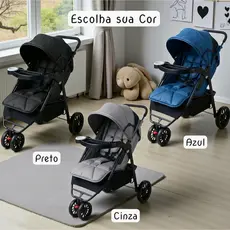 Carrinho de Bebê Passeio Assento Acolchoado Reclinável Até 20kg Com Porta Copos Premium