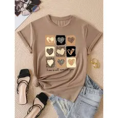 Camiseta T-shirt Love Coração Animal Print Tendencia Babylook 100% Algodão