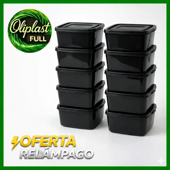 CONJUNTO 10 MARMITINHA QUADRADA 1L HERMETICAS LIVRE DE BPA FREE