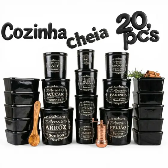 Potes Plásticos BPA Free Kit 20 Peças Para Mantimentos
