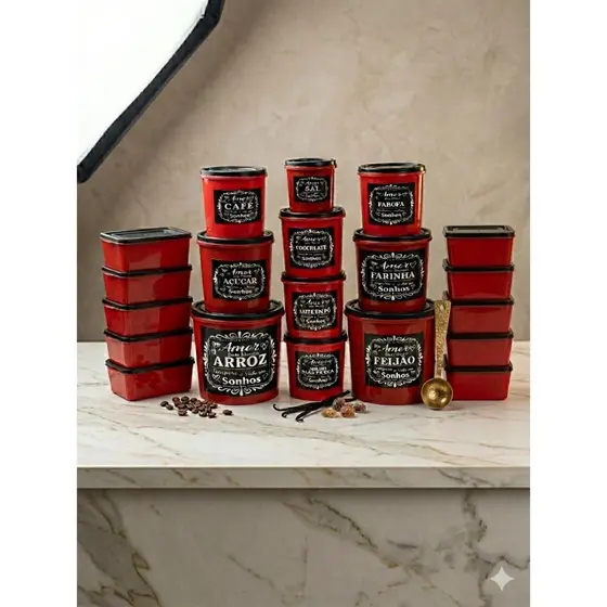 Kit 20 Potes Plásticos Organizadores De Mantimentos Premium