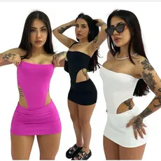 Conjunto Feminino em Suplex Body Cavado e Mini Saia (Angelica)
