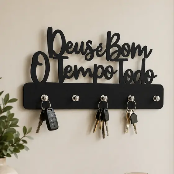 Porta Chaves De Parede Decorativo Em MDF Suporte Organizador