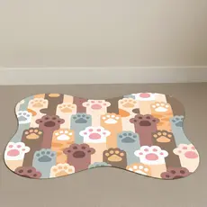 Tapete Para Comedouro Pet 46×33cm Base Antiderrapante, Cachorros, Gatos, Gatinhos, Ossinhos e Patinhas