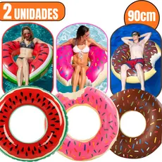 Boias Donuts Melancia Rosquinha Piscina Inflável Criança Adulto Grande 90 Cm Verão Férias