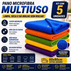 Panos De Chão Grandes Em Microfibra 80x60cm Neves Kit 5 Atacado Cor Sortida