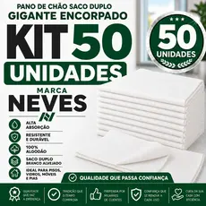 Pano De Chão Gigante Branco 40x80 Cm Encorpado Neves 100% Algodão Duplo 90Gr Saco Duplo Alvejado