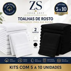 Toalha De Rosto Branca ou Preta Cintia - 70x40cm - Profissional - 82g - Cabeleireiro - Barbearia - Hotel - Dia a Dia