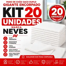 Pano De Chão Gigante Branco 45x80 Cm Encorpado Neves 100% Algodão Duplo 95Gr Saco Duplo Alvejado