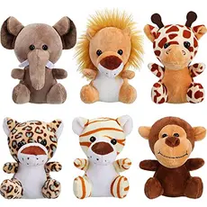 12 cm Mini selva animal de pelúcia leão bonito elefante tigre girafa animal festa temática