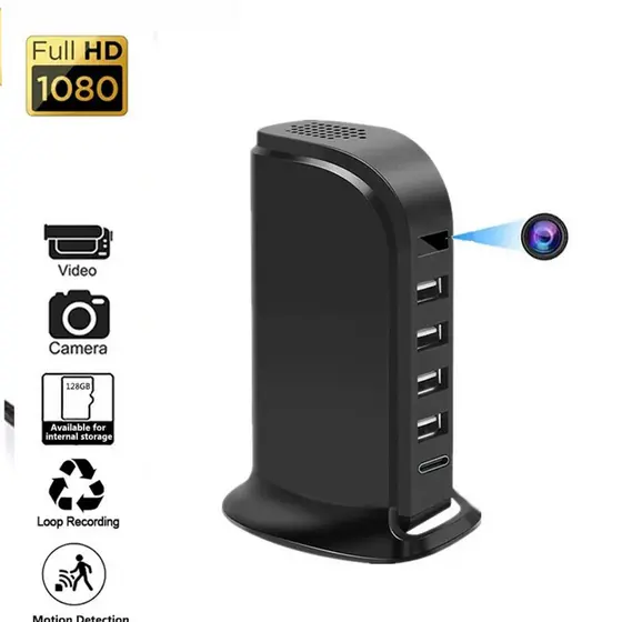 Carregador De Porta USB Para Câmera Oculta HD 1080P WiFi , Mini Sem Fio Nanny Cam , Detector De Movimento De