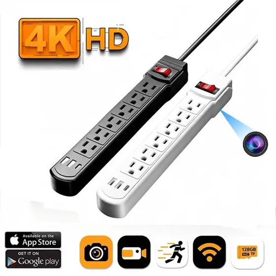 Tomada Multifuncional Com Câmera WIFI US plug-in power strip 2 Portas USB E 1 Tipo C 1080P
