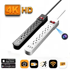 Tomada Multifuncional Com Câmera WIFI US plug-in power strip 2 Portas USB E 1 Tipo C 1080P