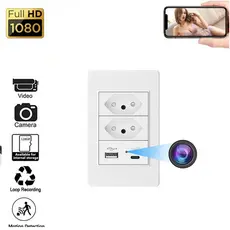 Soquete Brasileiro Com Câmera WIFI Sem Fio Mini Nanny Cam Loop Gravação webcam Tipo-c