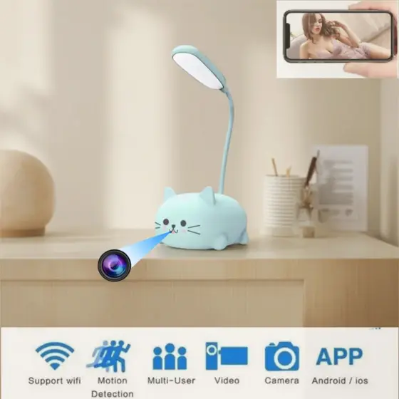 Lâmpada De Mesa Com Câmera Escondida Wi-Fi 1080P Gravador De Áudio E Vídeo USB Luz Segurança CCTV Prevenção Roubo robber