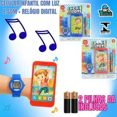 Kit Celular e Relógio Infantil Interativo – Brilha e Toca Música