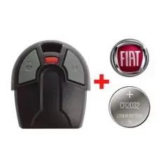 Capa Controle Alarme Fiat Uno Palio Strada + Logo Vermelho + Bateria Oca