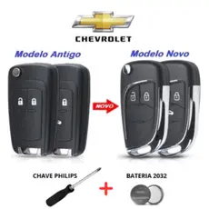 Chave Canivete Onix Cruze Cobalt S10 Spin Sonic Prisma Tracker Chevrolet GM + Bateria + Chave Phillips