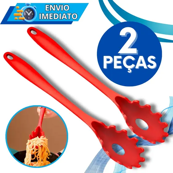 KIT Conjunto 2 Pegador de Servir Massa Macarrão de Silicone GRANDE Utensilio para Casa Cozinha Restaurante Buffet