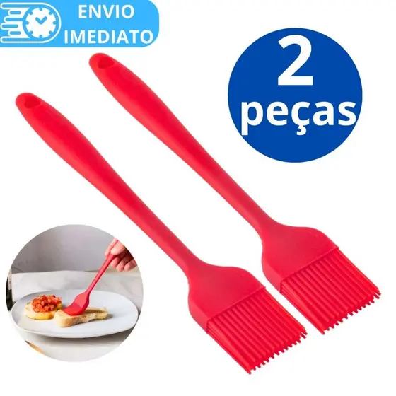 KIT 2 Pincel de Silicone Antiaderente GRANDE Para Casa Cozinha Doceria Restaurante Confeitaria Oleo Carne Massa Bolo