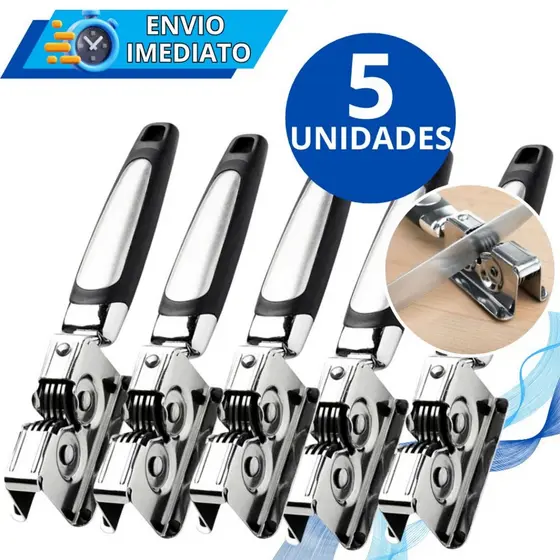 KIT 1/5 Afiador Amolador de Facas de Aço Inox Profissional para Casa Restaurante Açougue Churrascaria 3 Laminas