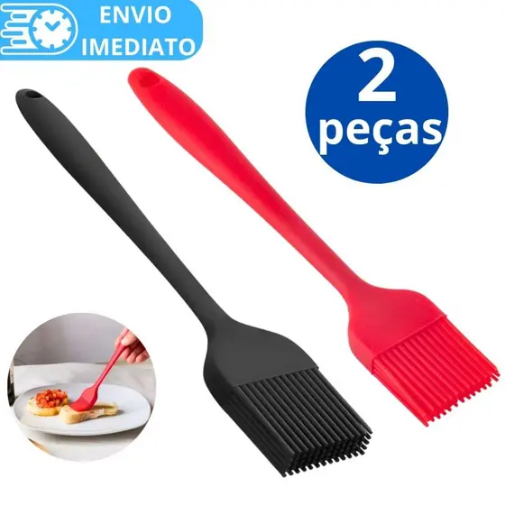 KIT 2 Pincel de Silicone Antiaderente GRANDE Para Casa Cozinha Restaurante Confeitaria Oleo Carne Massa