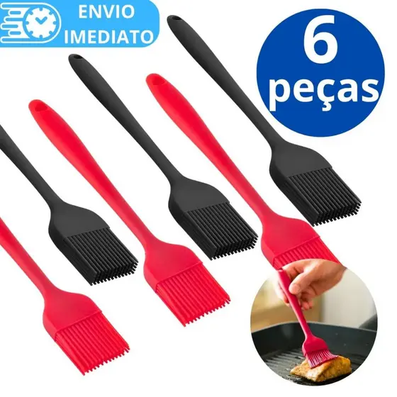 KIT 6 Pincel de Silicone Antiaderente GRANDE Para Casa Cozinha Restaurante Confeitaria Oleo Carne Massa