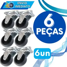 KIT 6 Roda Rodízio Giratório Rodinha de Móveis Reforçada Resistente "2" Polegadas para Móvel Vaso Suporte Cabeceira