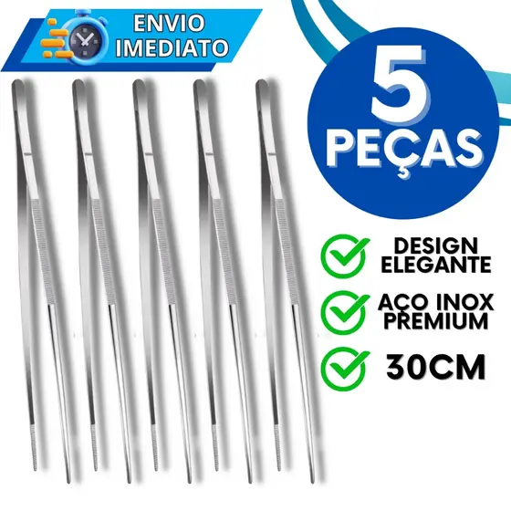 KIT 1/2/3/5 Unid Pinça Culinaria Profissional Pegador Aço Inox 30cm Barman Bartender Para Bar Restaurante Buffet