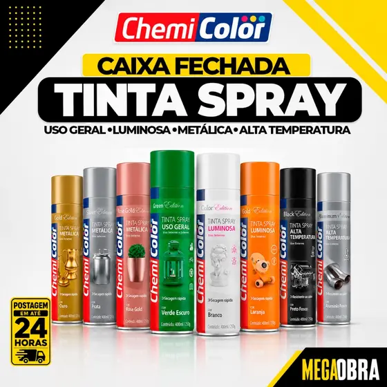 Tinta Spray Chemicolor 400ML Cores Diversas Alto Rendimento Multiuso