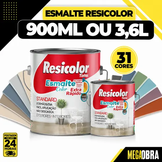 Tinta Esmalte Sintético 900ML 3,6L Cores Diversas Resicolor