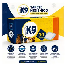 Tapete Higiênico Para Cachorro K9 60x55cm 30 Unidades Anti Odor Super Absorvente Gel