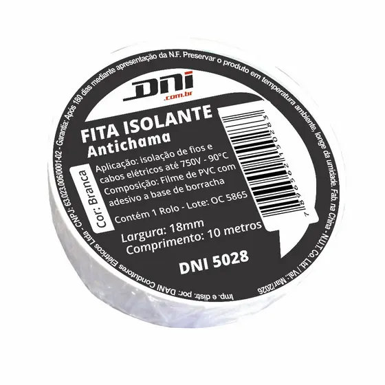 Fita Isolante em PVC Branca 10m - DNI 5028