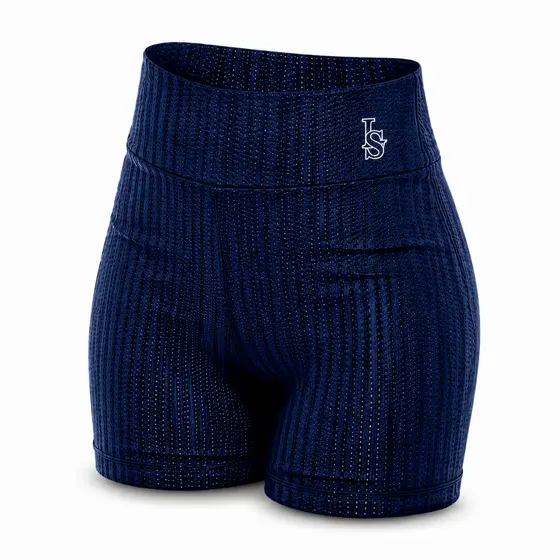 Shorts 3D Azul Marinho Feminino Academia Cintura Alta Modelador Confortável Fitness Alta Qualidade