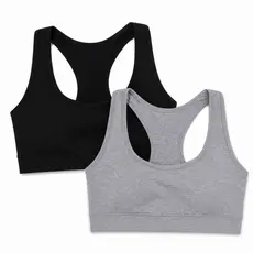 Kit 2 Top Suplex Feminino Nadador Fitness Sem bojo Preto e Cinza Liso