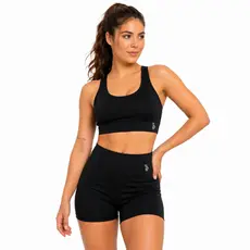 Conjunto Suplex Feminino Top + Shorts de Cintura Alta Cor Preta