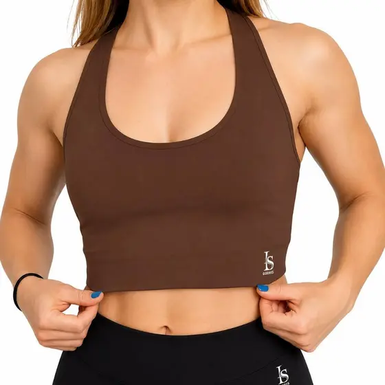 Top Suplex Feminino Nadador Marrom Sem Bojo Academia Corrida Treino