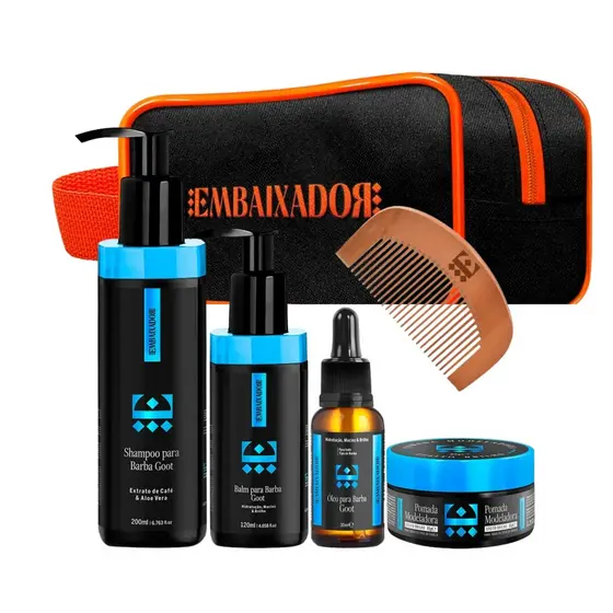 Kit Para Barba Completo Com Shampoo Pomada Balm Óleo Pente Brinde Cuidados Masculinos Profissional