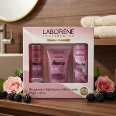 LABORENE KIT BANHO PREMIUM - Esfoliante 170g + Sabonete líquido 200ml + Hidratante 200ml
