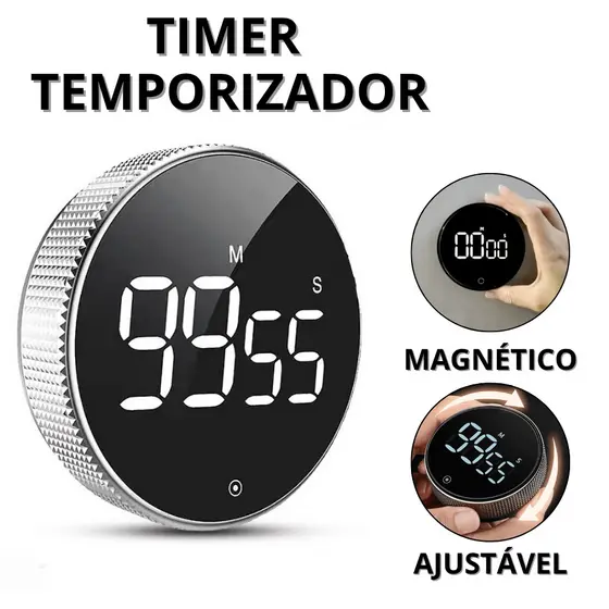 Timer Digital Temporizador Cozinha Portátil Cronômetro Magnético Alarme Relógio Estudo Academia