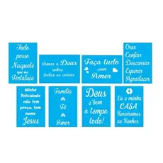Estêncil 8 Peças para Pintura Frases - Tamanho 20x14 cm - Molde Vazado