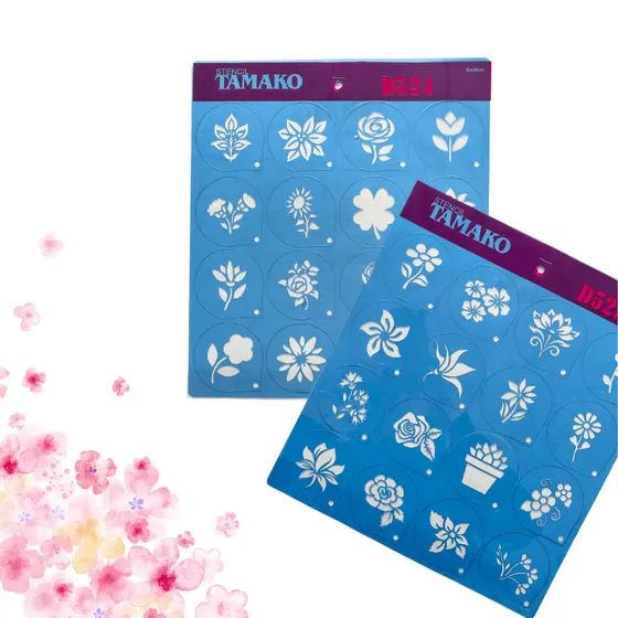 Kit 32 Mini Stencils Florais Varios Modelos Natureza Flores Delicado Pintura