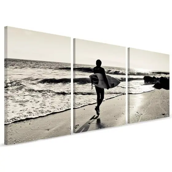 quadro decorativo surfista prancha surf onda mosaico 5 peças