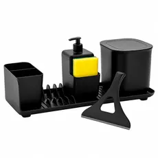 Kit Organizador de Pia Completo com Rodinho Bucha Dispenser Lixeira Escorredor e Bucha Inclusa