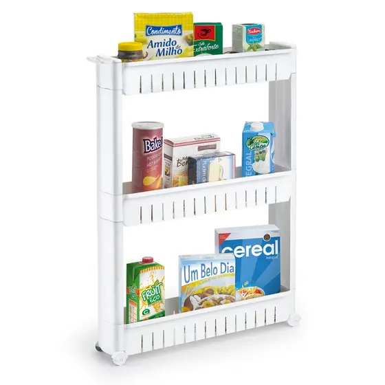 Prateleira Com Rodizio Rodinha Organizar Cozinha Lavanderia Escritorio 3 Andares Modular Resistente