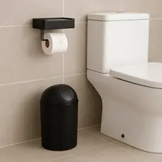 Kit Banheiro Lixeira 5L Basculante Reforçada e Suporte Papel Higienico e Lenco Porta Para Celular 3M