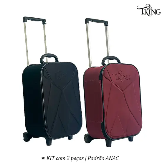 Mala de Viagem 10kg KIT com 2 Peças Padrão Resistente Promoção ANAC Rodinhas - T.King (2 peças)