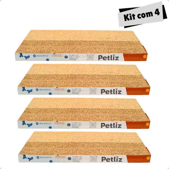 Kit 4 Brinquedo Para Gatos Arranhador Plano Antiestresse De Papelão - Petliz